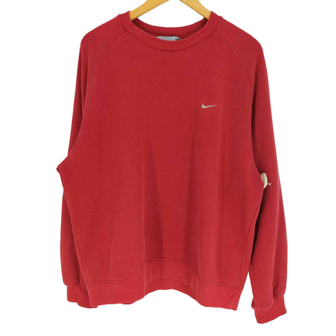 ナイキ NIKE 00S グレータグ 三角タグ スウッシュロゴ刺繍 裏起毛 ラグランスリーブ クルーネック スウェット メンズ import:L